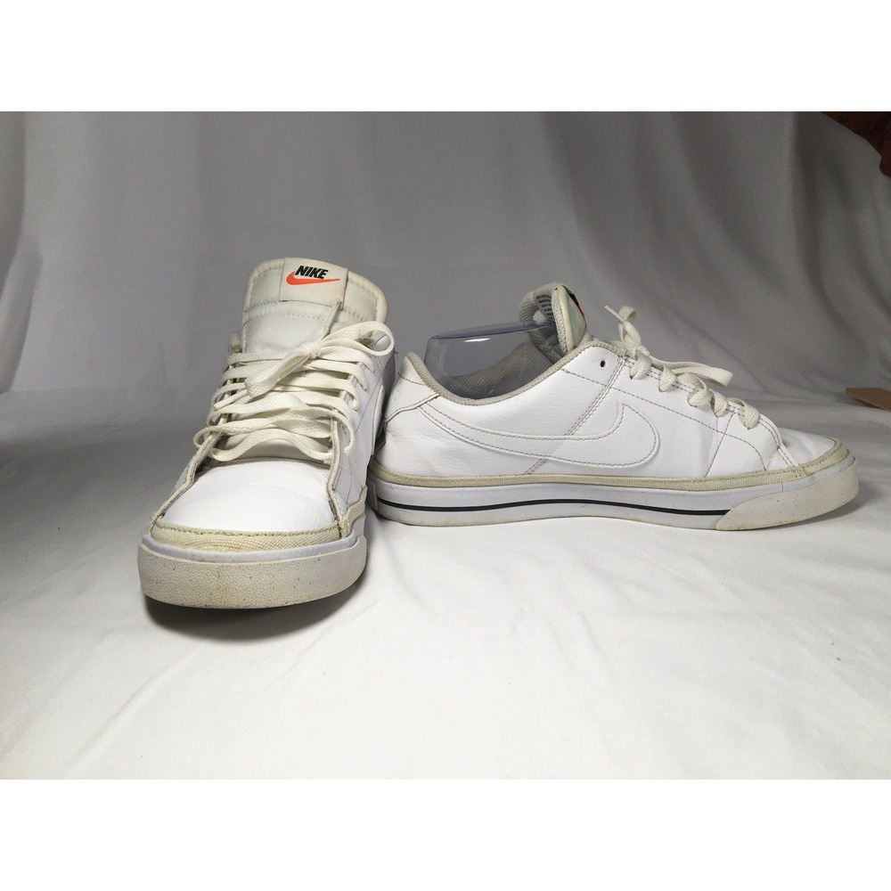 Nike Sportswear Sneakers Leather‎ Low Top Casual Shoes White Orange 8.5